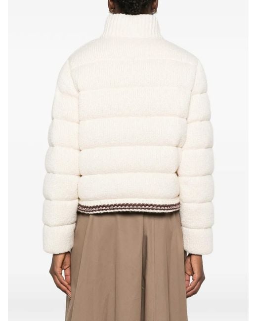Moncler White Quilted Knitted Jacket