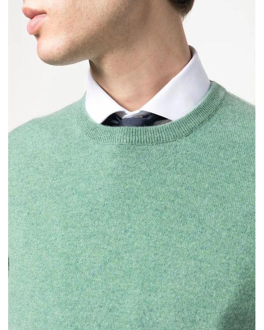 Fedeli Green Fine Knit Cashmere Jumper for men