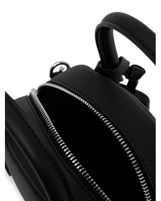 Karl Lagerfeld Black Logo-Charm Grained Tote Bag