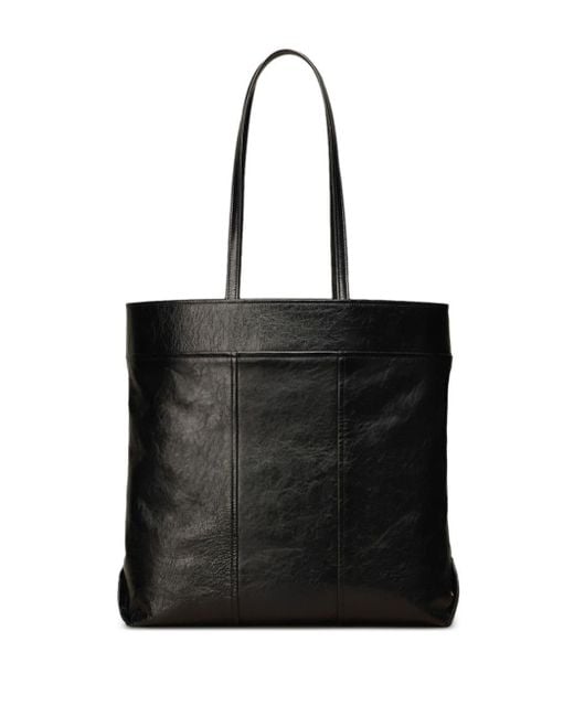 AMI Black North South Leather Tote Bag