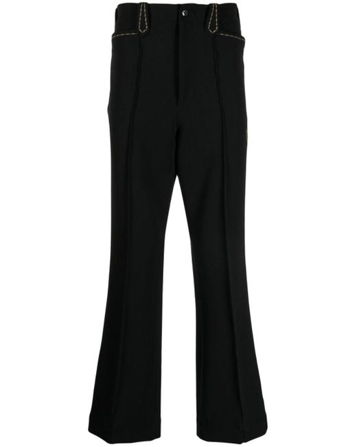 Needles Black Butterfly-embroidered Bootcut Trousers for men