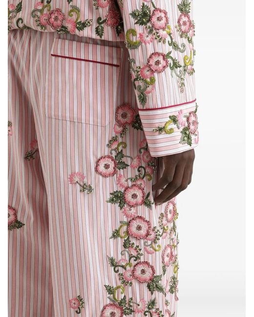 Dolce & Gabbana Pink Vanity Trousers With Embroidery for men