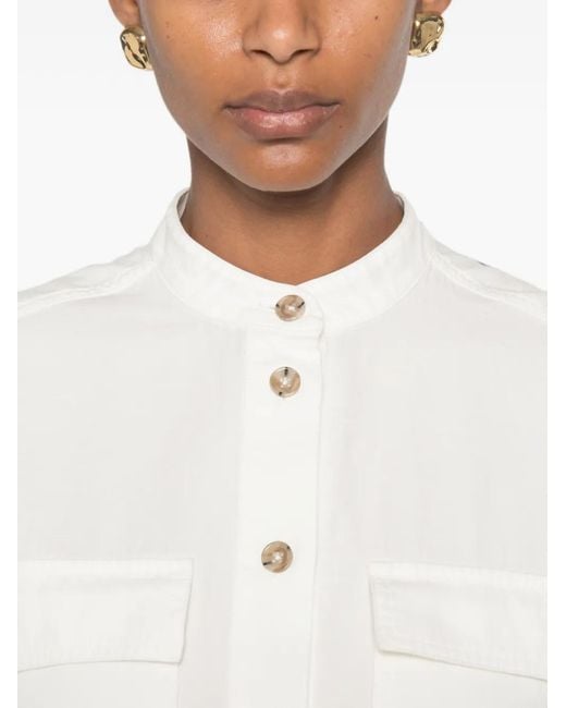 Marc O' Polo White Button-Down Chest-Pocket Mini Dress