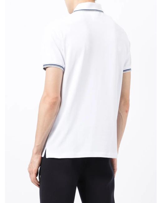 Emporio Armani White Embroidered Logo Polo for men