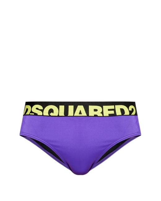 DSquared² Purple Logo Swim Briefs for men