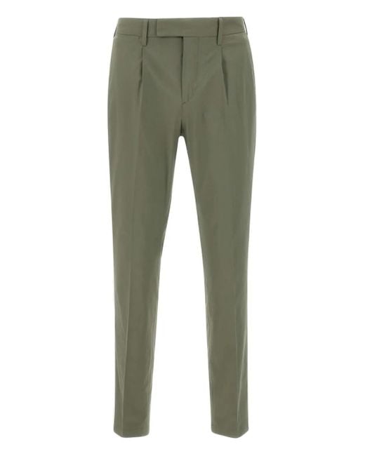 Devore Green Pleated-Front Trousers for men