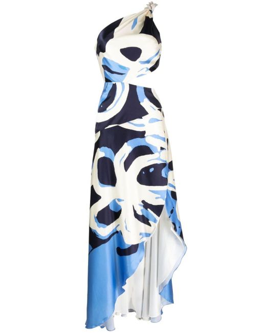 Silvia Tcherassi Blue Whitney Asymmetric Maxi Dress