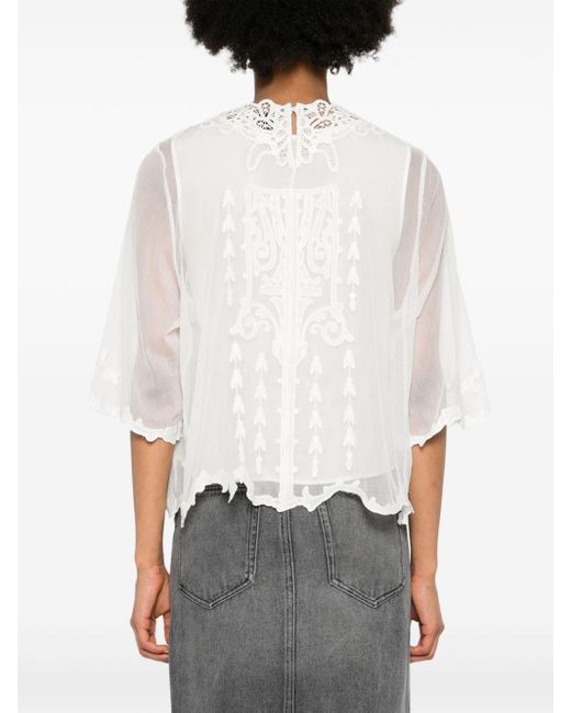 Isabel Marant White Vera Lace-detail Top
