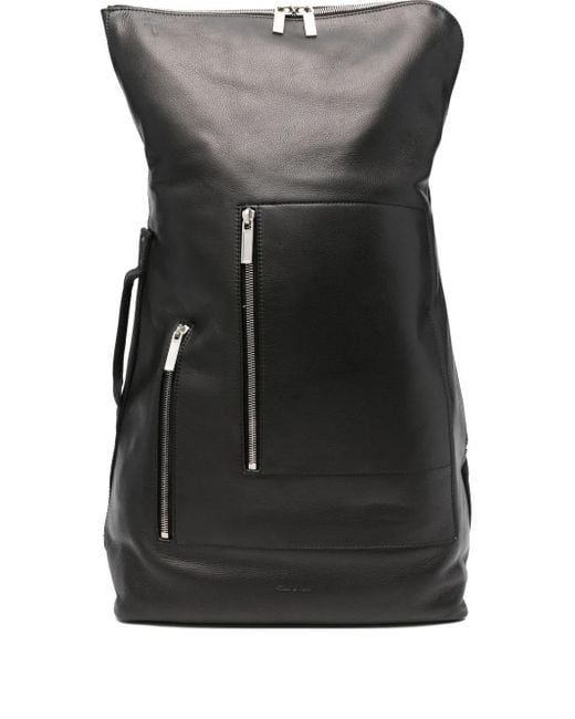 Rick Owens Black Cargo Zip-Fastening Leather Backpack for men