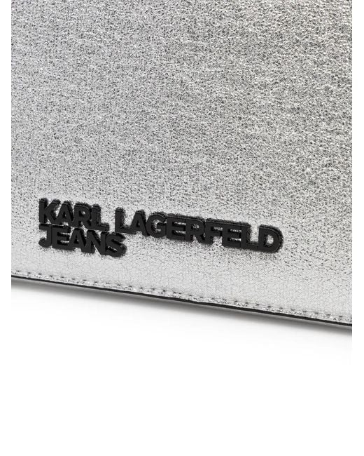 Karl Lagerfeld Gray Sac À Bandoulière À Plaque Logo