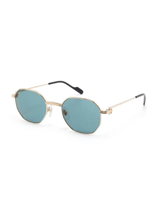 Cartier Blue Octagonal-Frame Sunglasses