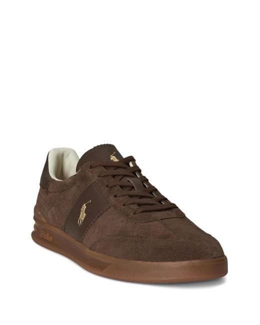 Polo Ralph Lauren Brown Heritage Aera Suede Sneakers for men