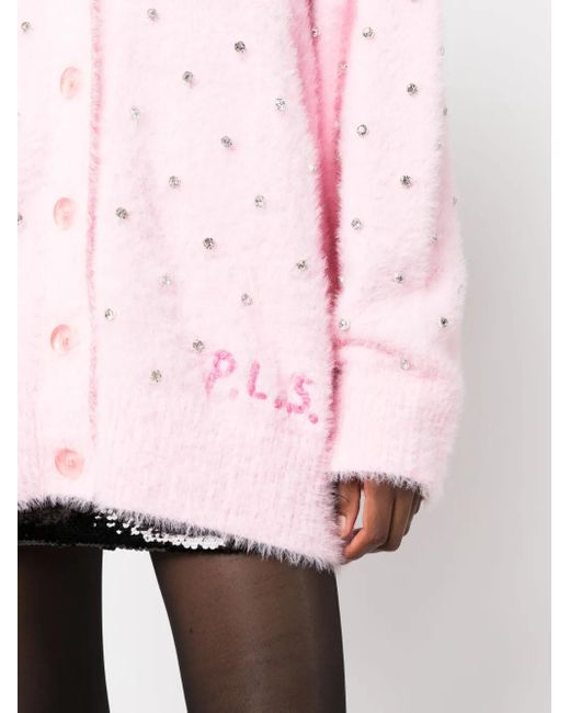 Philosophy Di Lorenzo Serafini Pink Embellished Knitted Cardigan