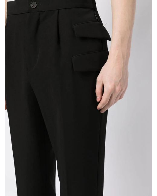 Hevò Black Tapered Flap-Pocket Trousers for men