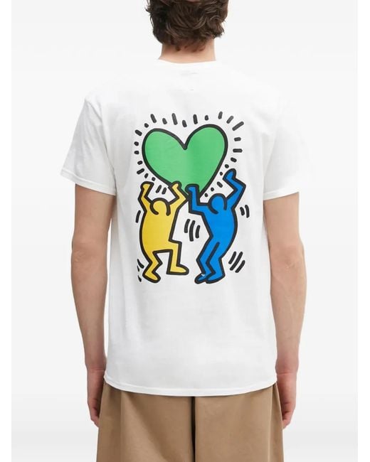 Wacko Maria White X Keith Haring Graphic-Print Pocket T-Shirt for men