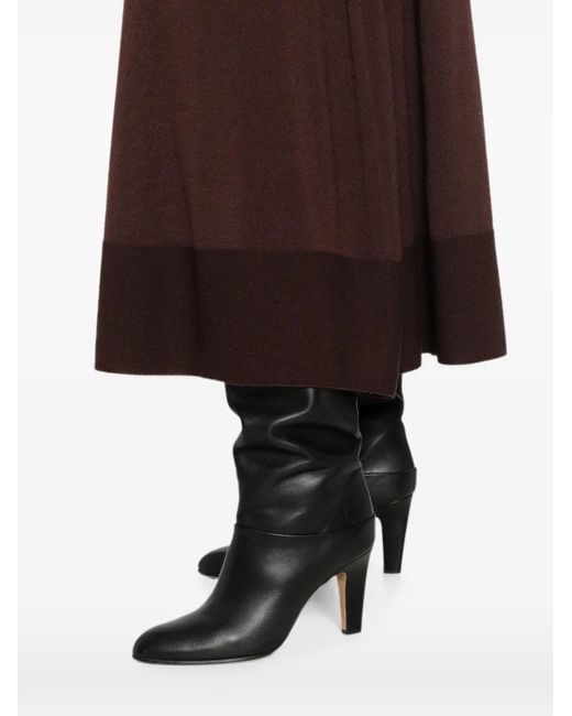 SERGIO MORETTI FIRENZE Brown Fine-Knit Flared Skirt