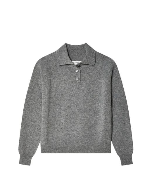 Maison Margiela Gray Fine-Knit Polo Shirt