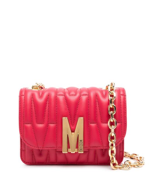 Moschino Red Small Logo-quilted Crossbody Bag