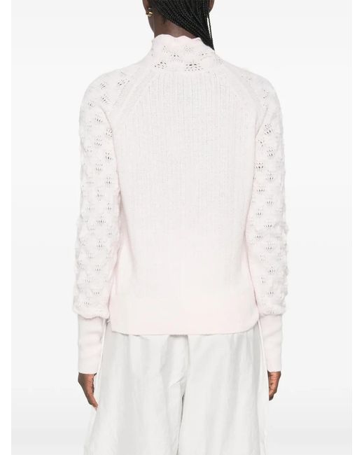 Ermanno Scervino White Pointelle-Knit High-Neck Sweater