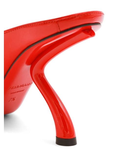 Ferragamo Red Itaca Sculpted Leather Mules