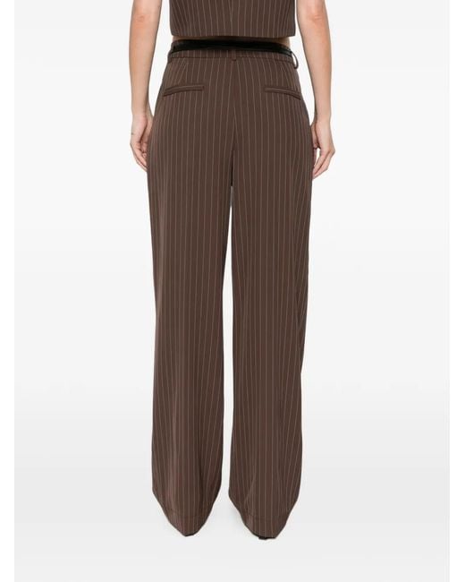 Imperial Brown Pinstripe-Pattern Pleated Trousers