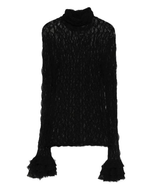 Blusa de encaje con volantes So Allure de color Black