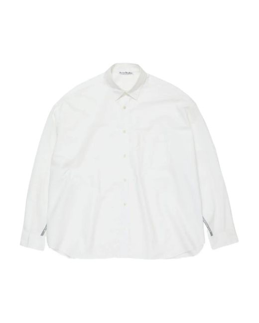 Acne White Logo-Detail Cotton Shirt for men