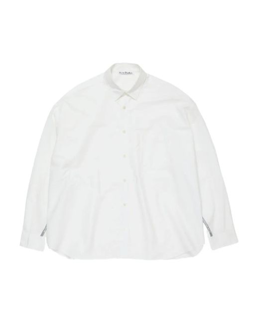 Acne White Logo-Detail Cotton Shirt for men