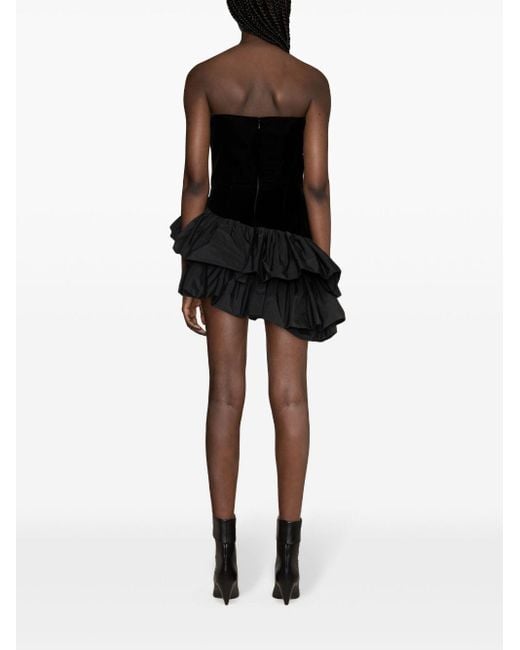 Alexandre Vauthier Black Ruffle-skirt Strapless Minidress