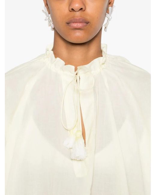 Vanessa Bruno White Tassel-Neck Cotton Top