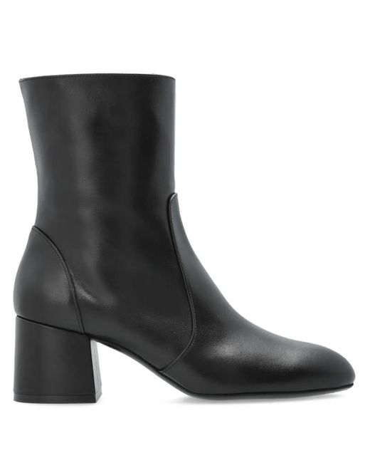 Stuart Weitzman Black Leather Ankle-Length Boots