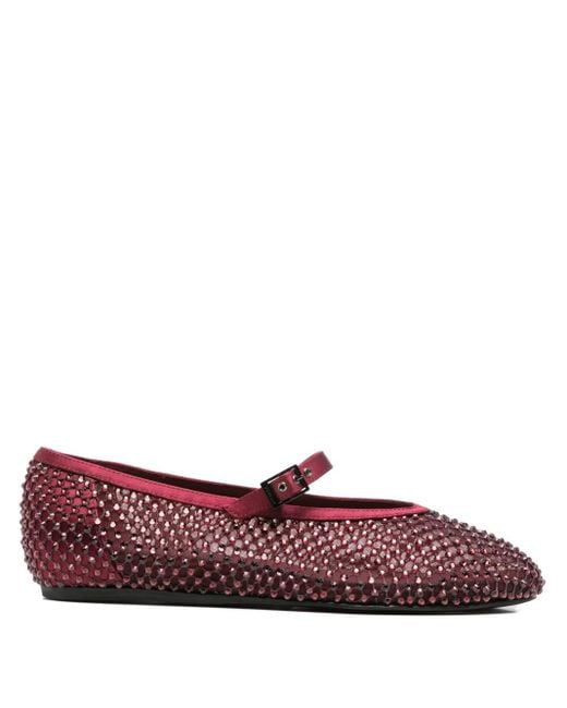 Le Silla Red Gilda Crystal-Embellished Ballet Flats