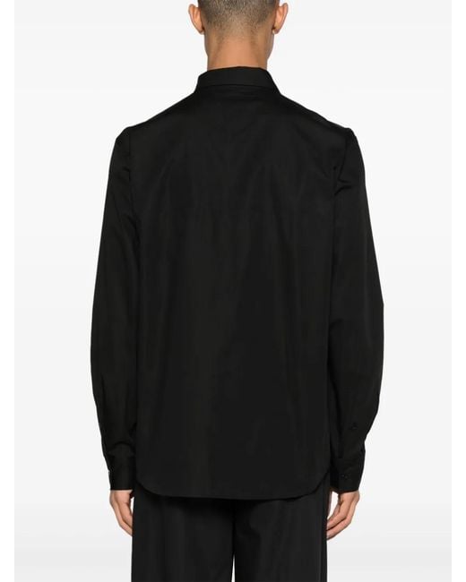 Versace Jeans Couture Black Logo-Patch Cotton Shirt for men