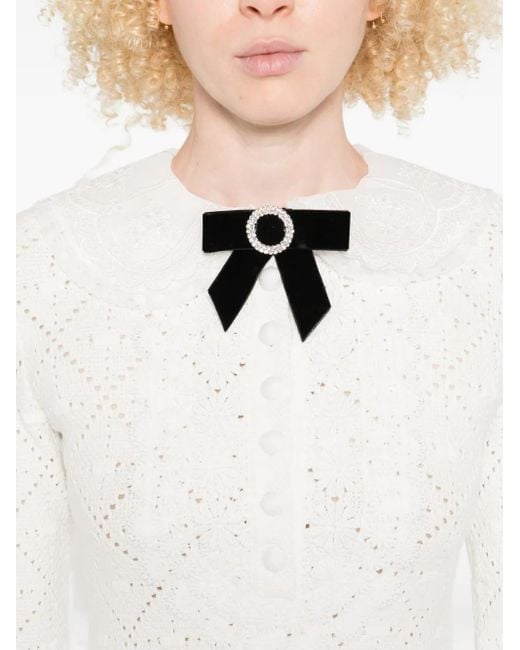 Self-Portrait White Bow-Embellished Mini Dress