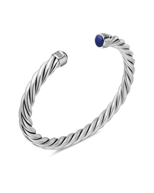 David Yurman White Sterling Cable Cuff Bracelet (6Mm) for men