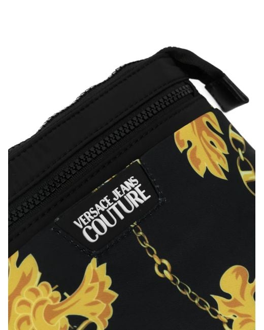 Versace Jeans Couture Black Barocco Print Shoulder Bag for men