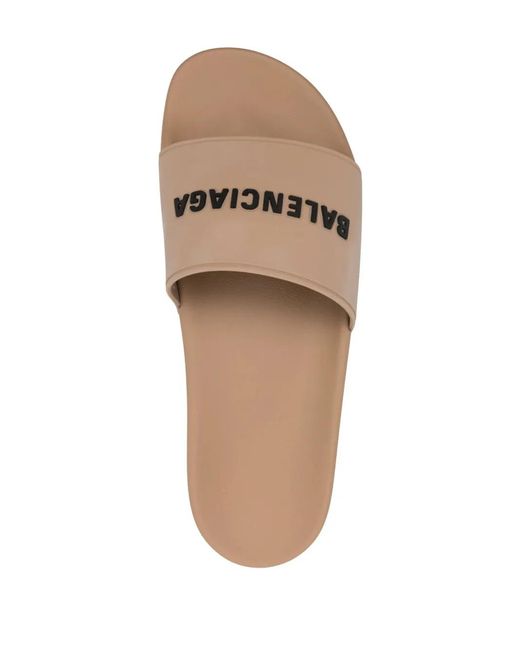 Balenciaga Natural Logo-Embossed Slides for men