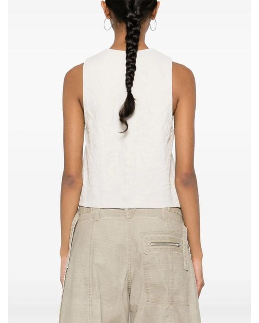 Zadig & Voltaire White Emilie Crinkled Leather Waistcoat
