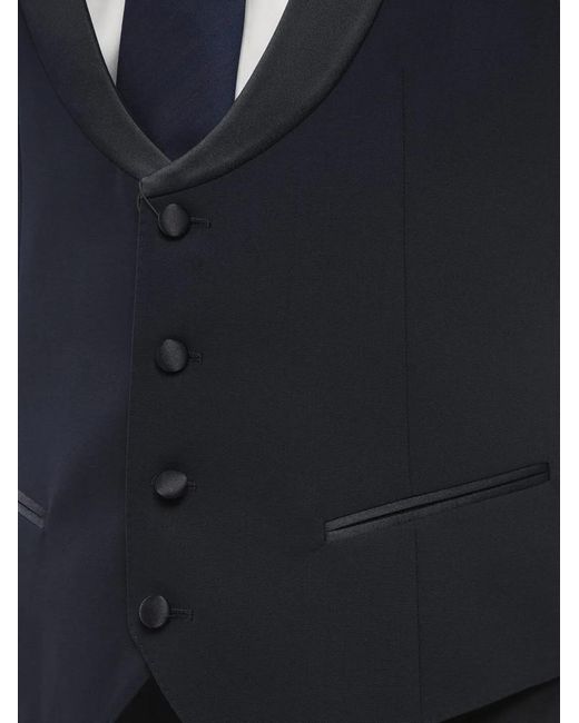 Corneliani Blue Satin-Detail Shawl-Lapel Waistcoat for men