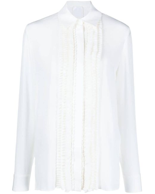 Givenchy White Ruffled Silk Shirt