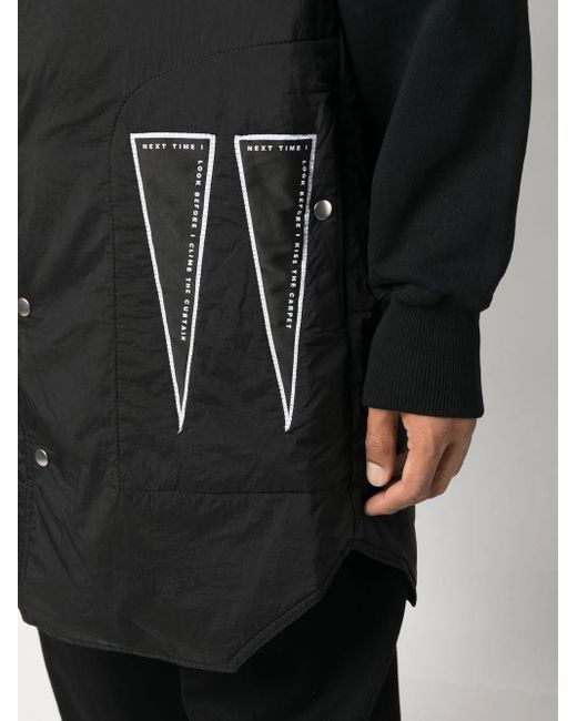 Rick Owens Black Logo-Print Sleeveless Coat for men