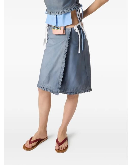 Miu Miu Blue Nappa-Leather Skirt
