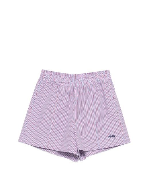 Autry Purple Short Rayé À Broderies