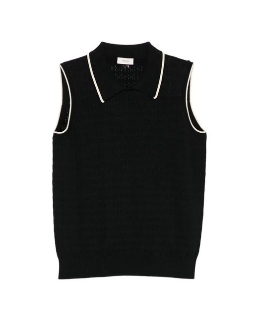 Agnona Black Sleveeless Perforated Vest