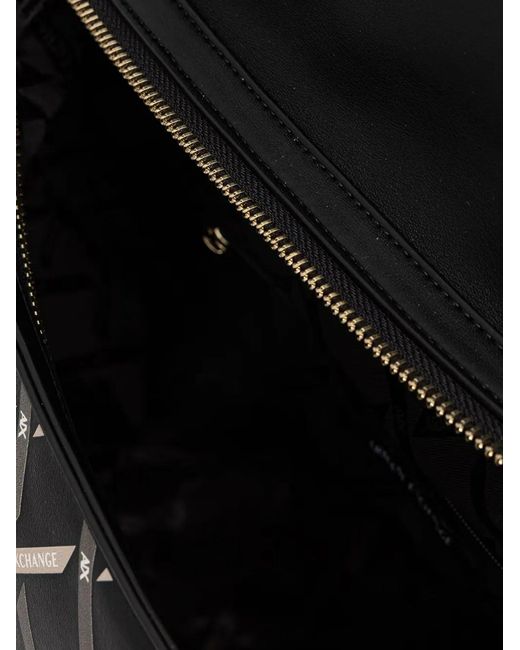 ARMANI EXCHANGE Black Logo-Print Foldover Backpack