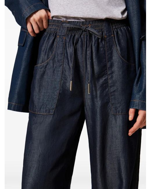 Twinset Blue Drawstring-Fastening Trousers