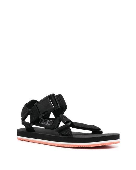 Levi's Black Tahoe Side Logo-Patch Sandals