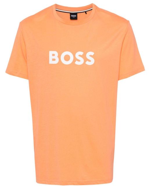 HUGO Orange Logo-print Cotton T-shirt for men