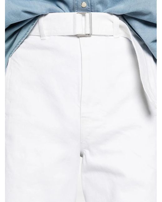 Lemaire White Bleached Denim Belt Trousers