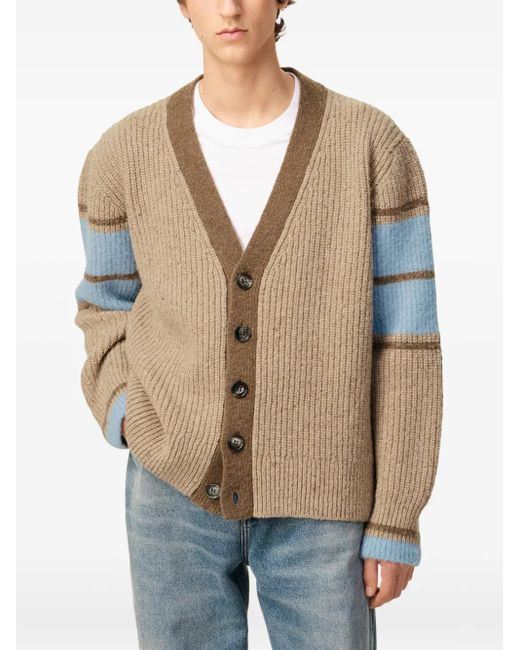 AMI Natural College Wool Cardigan for men
